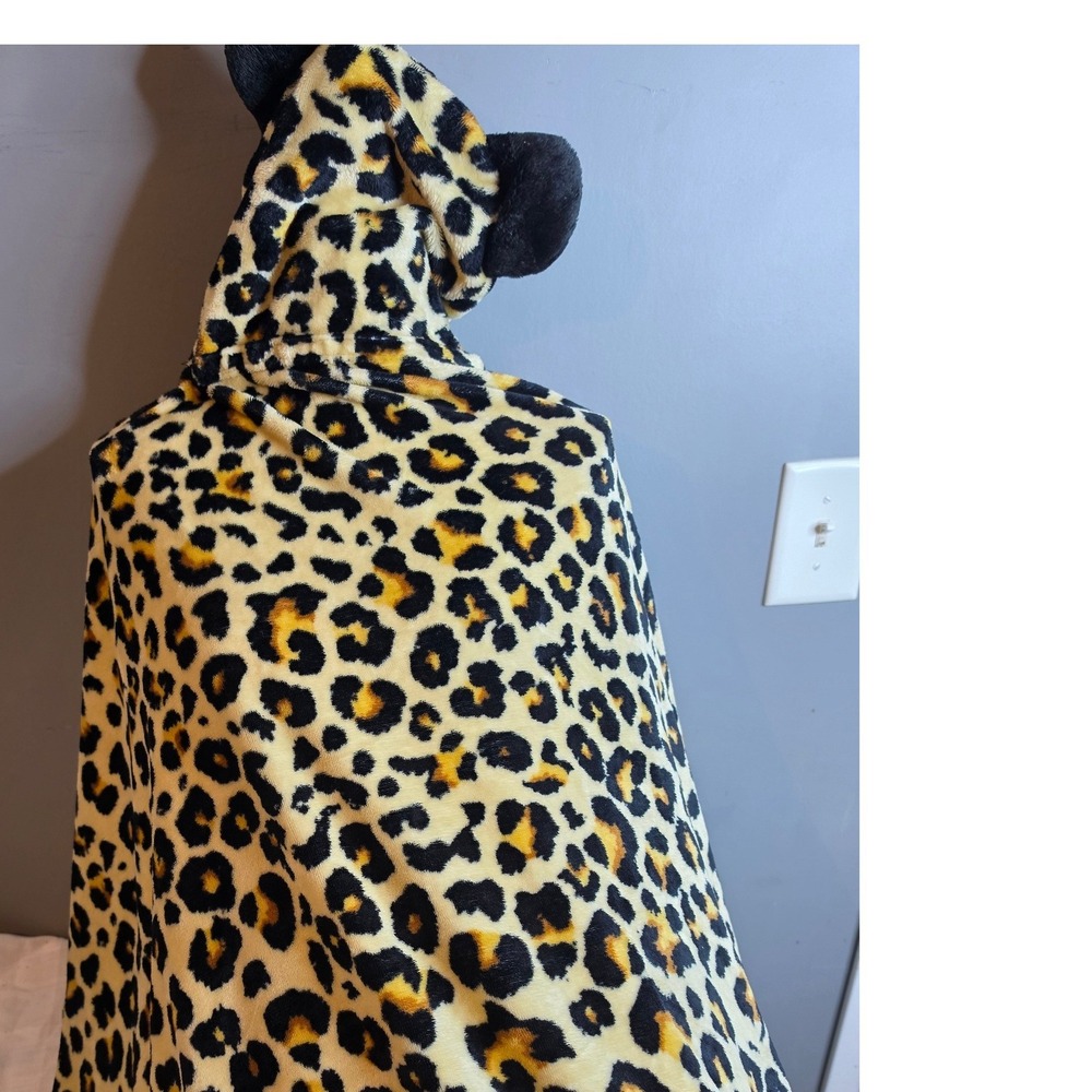 Five Below Leopard Print Hooded Plush Throw Blanket with Ears One Size